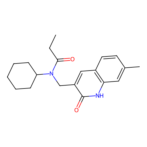 N-cyclohexyl-N-[(7-methyl-2-oxo-1H-quinolin-3-yl)methyl]propanamide structure