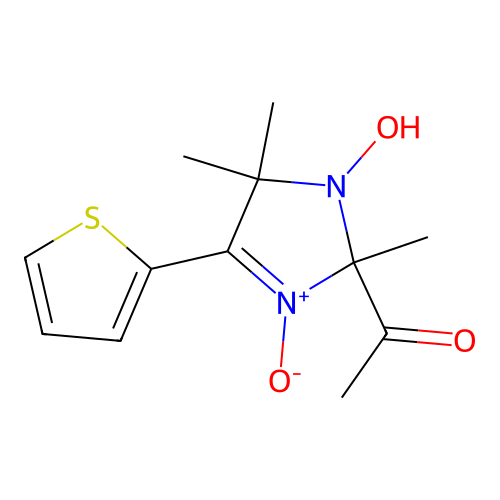 1-(3-Hydroxy-2,4,4-trimethyl-1-oxido-5-thiophen-2-yl-2-imidazol-1-iumyl)ethanone structure