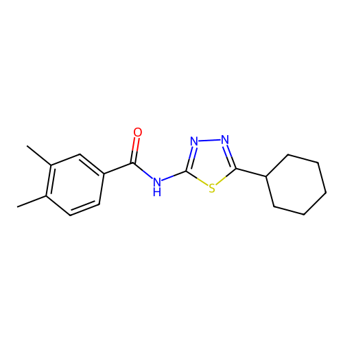 N-(5-cyclohexyl-1,3,4-thiadiazol-2-yl)-3,4-dimethylbenzamide structure