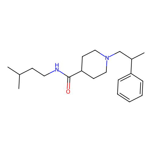 N-(3-methylbutyl)-1-(2-phenylpropyl)piperidine-4-carboxamide structure
