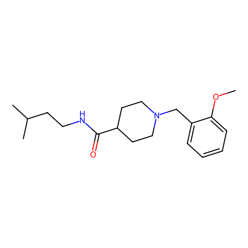 1-(2-methoxybenzyl)-N-(3-methylbutyl)piperidine-4-carboxamide structure