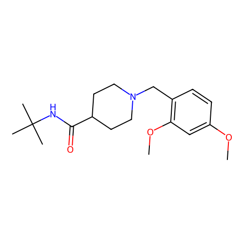N-tert-butyl-1-(2,4-dimethoxybenzyl)piperidine-4-carboxamide structure