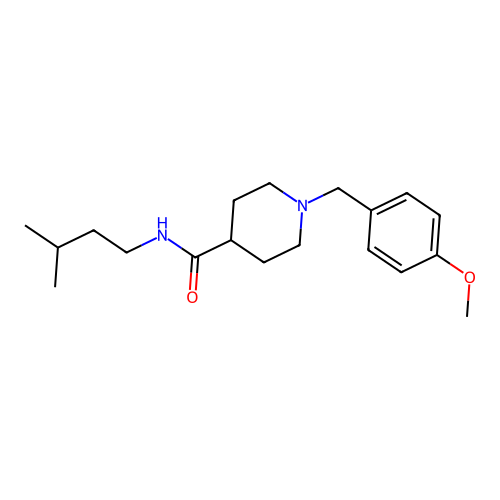 1-(4-methoxybenzyl)-N-(3-methylbutyl)piperidine-4-carboxamide structure