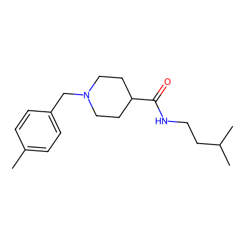 1-(4-methylbenzyl)-N-(3-methylbutyl)piperidine-4-carboxamide structure