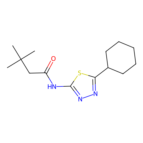 N-(5-cyclohexyl-1,3,4-thiadiazol-2-yl)-3,3-dimethylbutanamide structure