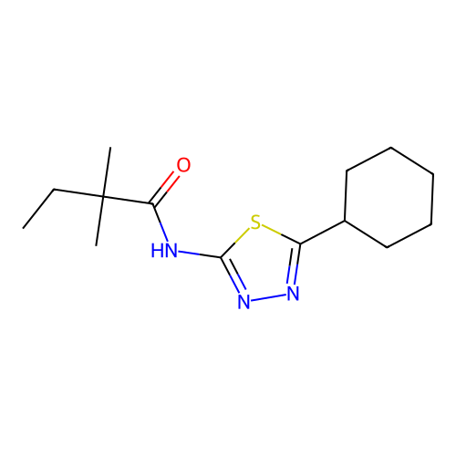 N-(5-cyclohexyl-1,3,4-thiadiazol-2-yl)-2,2-dimethylbutanamide structure