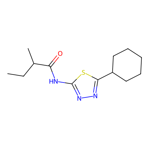N-(5-cyclohexyl-1,3,4-thiadiazol-2-yl)-2-methylbutanamide structure
