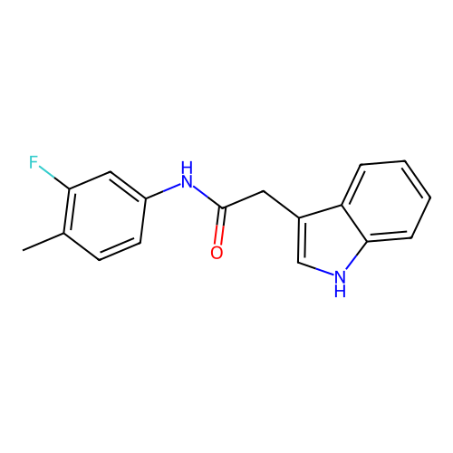 N-(3-fluoro-4-methylphenyl)-2-(1H-indol-3-yl)acetamide structure