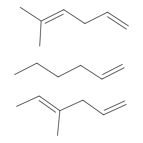 Hex-1-ene;(4E)-4-methylhexa-1,4-diene;5-methylhexa-1,4-diene structure