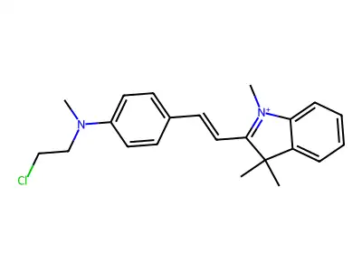 N-(2-chloroethyl)-N-methyl-4-[2-(1,3,3-trimethylindol-1-ium-2-yl)ethenyl]aniline structure