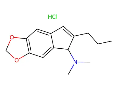 N,N-dimethyl-6-propyl-2H,5H-indeno(5,6-d)(1,3)dioxol-5-amine hydrochloride structure