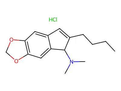5H-Indeno(5,6-d)-1,3-dioxole, 6-butyl-5-dimethylamino-, hydrochloride structure