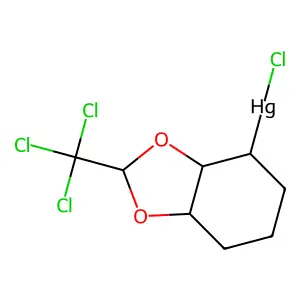Chloro-[2-(trichloromethyl)-3a,4,5,6,7,7a-hexahydro-1,3-benzodioxol-4-yl]mercury structure