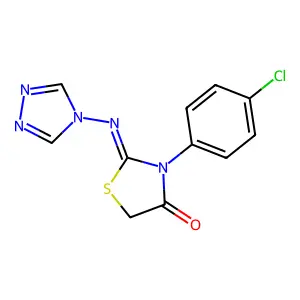 3-(4-chlorophenyl)-2-[(4H-1,2,4-triazol-4-yl)imino]-1,3-thiazolidin-4-one structure