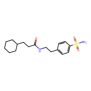 3-cyclohexyl-N-[2-(4-sulfamoylphenyl)ethyl]propanamide structure
