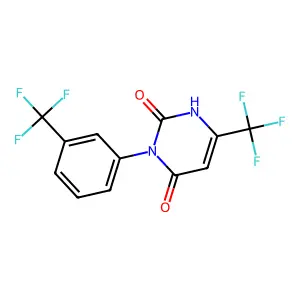 6-(trifluoromethyl)-3-[3-(trifluoromethyl)phenyl]-2,4(1H,3H)-pyrimidinedione structure
