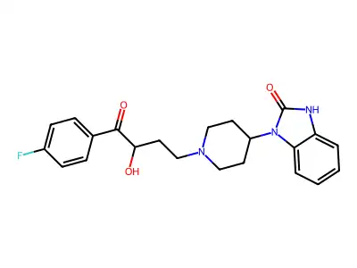 2-Benzimidazolinone, 1-(1-(3-(p-fluorobenzoyl)-3-hydroxypropyl)-4-piperidyl)- structure