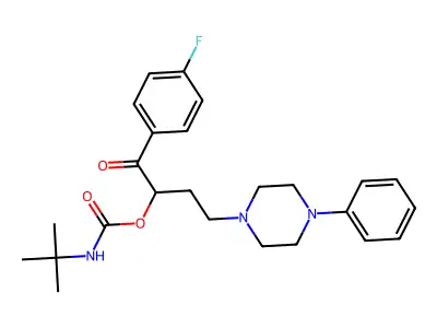 (1,1-Dimethylethyl)carbamic acid 1-(4-fluorobenzoyl)-3-(4-phenyl-1-piperazinyl)propyl ester structure