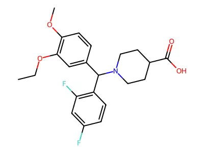 1-[(2,4-Difluorophenyl)(3-ethoxy-4-methoxyphenyl)methyl]piperidine-4-carboxylic acid structure