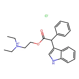 2-(Diethylamino)ethyl (1H-indol-3-yl)(phenyl)acetate--hydrogen chloride (1/1) structure