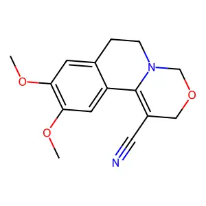 9,10-Dimethoxy-2,4,6,7-tetrahydro-[1,3]oxazino[4,3-a]isoquinoline-1-carbonitrile structure