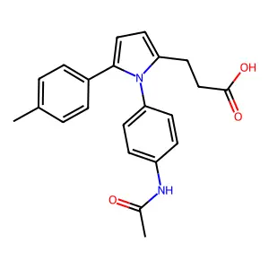 3-{1-[4-(acetylamino)phenyl]-5-(4-methylphenyl)-1H-pyrrol-2-yl}propanoic acid structure