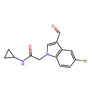 2-(5-bromo-3-formyl-1H-indol-1-yl)-N-cyclopropylacetamide structure