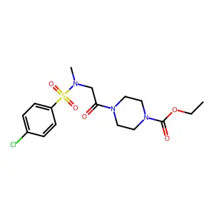 ethyl 4-{N-[(4-chlorophenyl)sulfonyl]-N-methylglycyl}piperazine-1-carboxylate structure
