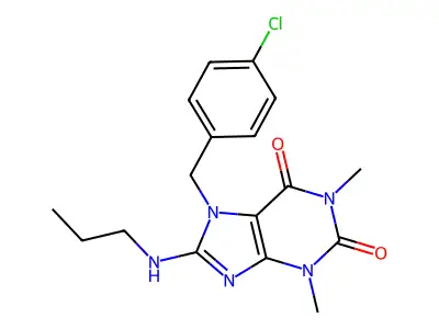 7-(4-chlorobenzyl)-1,3-dimethyl-8-(propylamino)-1H-purine-2,6(3H,7H)-dione structure