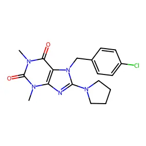 7-(4-chlorobenzyl)-1,3-dimethyl-8-(pyrrolidin-1-yl)-1H-purine-2,6(3H,7H)-dione structure