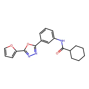 N-[3-[5-(furan-2-yl)-1,3,4-oxadiazol-2-yl]phenyl]cyclohexanecarboxamide structure