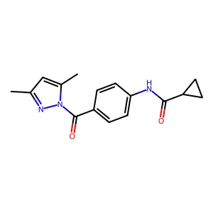 N-{4-[(3,5-dimethyl-1H-pyrazol-1-yl)carbonyl]phenyl}cyclopropanecarboxamide structure