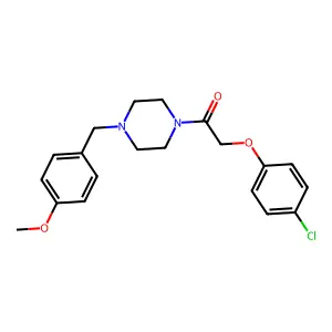 2-(4-Chlorophenoxy)-1-[4-[(4-methoxyphenyl)methyl]piperazin-1-yl]ethanone structure