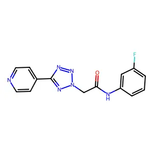 N-(3-fluorophenyl)-2-(5-pyridin-4-yltetrazol-2-yl)acetamide structure