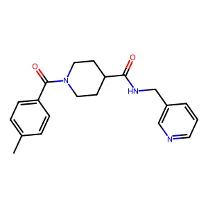 1-(4-methylbenzoyl)-N-(pyridin-3-ylmethyl)piperidine-4-carboxamide structure