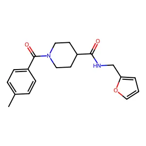 N-(furan-2-ylmethyl)-1-(4-methylbenzoyl)piperidine-4-carboxamide structure