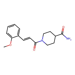 1-[(E)-3-(2-methoxyphenyl)prop-2-enoyl]piperidine-4-carboxamide structure