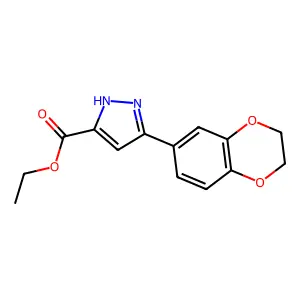 ethyl 3-(2,3-dihydro-1,4-benzodioxin-6-yl)-1H-pyrazole-5-carboxylate structure