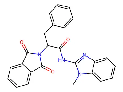 2-(1,3-dioxoisoindol-2-yl)-N-(1-methylbenzimidazol-2-yl)-3-phenylpropanamide structure