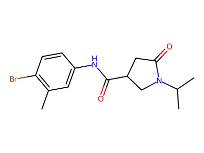 N-(4-bromo-3-methylphenyl)-5-oxo-1-propan-2-ylpyrrolidine-3-carboxamide structure