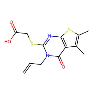 2-((3-Allyl-5,6-dimethyl-4-oxo-3,4-dihydrothieno[2,3-d]pyrimidin-2-yl)thio)acetic acid structure