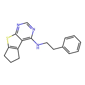 N-phenethyl-6,7-dihydro-5H-cyclopenta[4,5]thieno[2,3-d]pyrimidin-4-amine structure