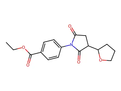 Benzoic acid ethyl ester, 4-[2,5-dioxo-3-(tetrahydrofuran-2-yl)pyrrolidin-1-yl]- structure