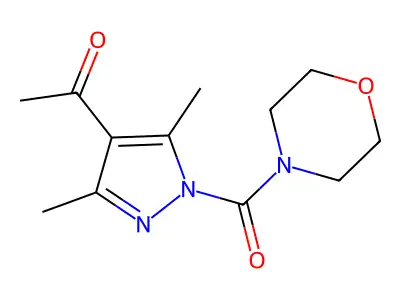 1-(3,5-dimethyl-1-(morpholine-4-carbonyl)-1H-pyrazol-4-yl)ethanone structure