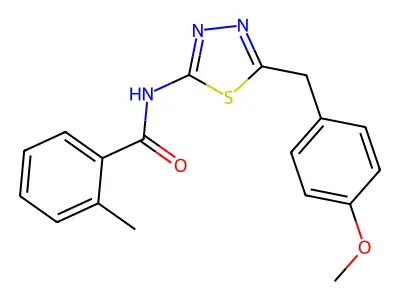 N-[5-(4-methoxybenzyl)-1,3,4-thiadiazol-2-yl]-2-methylbenzamide structure