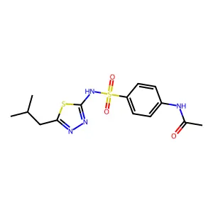 N-(4-{[5-(2-methylpropyl)-1,3,4-thiadiazol-2-yl]sulfamoyl}phenyl)acetamide structure