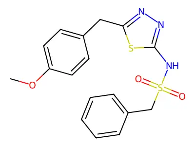 N-[5-[(4-methoxyphenyl)methyl]-1,3,4-thiadiazol-2-yl]-1-phenylmethanesulfonamide structure