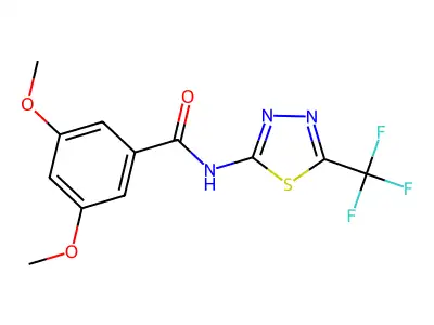 3,5-dimethoxy-N-[5-(trifluoromethyl)-1,3,4-thiadiazol-2-yl]benzamide structure