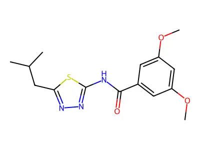 3,5-dimethoxy-N-[5-(2-methylpropyl)-1,3,4-thiadiazol-2-yl]benzamide structure