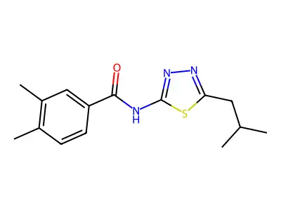 3,4-dimethyl-N-[5-(2-methylpropyl)-1,3,4-thiadiazol-2-yl]benzamide structure